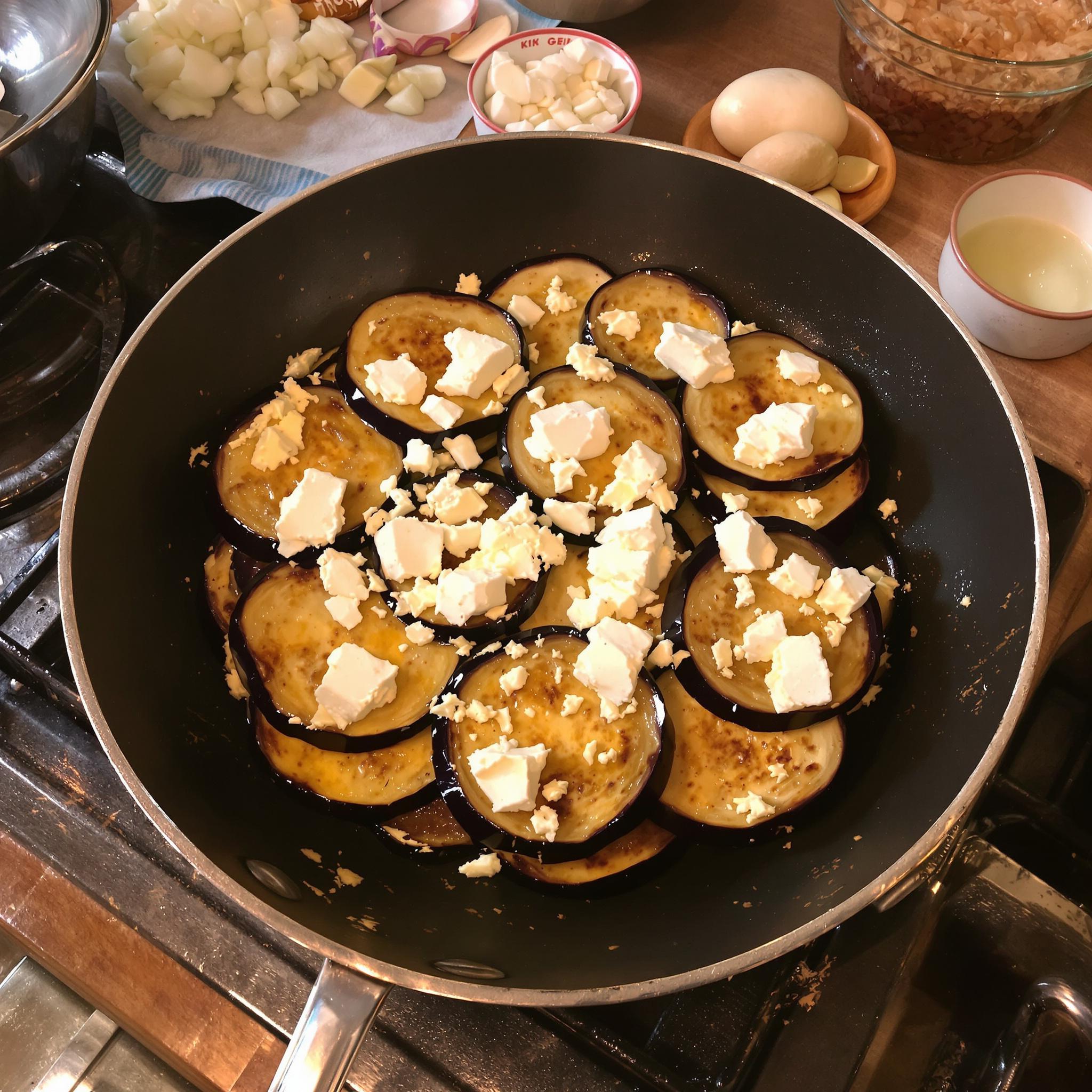 Tortilla de berenjena y queso de cabra