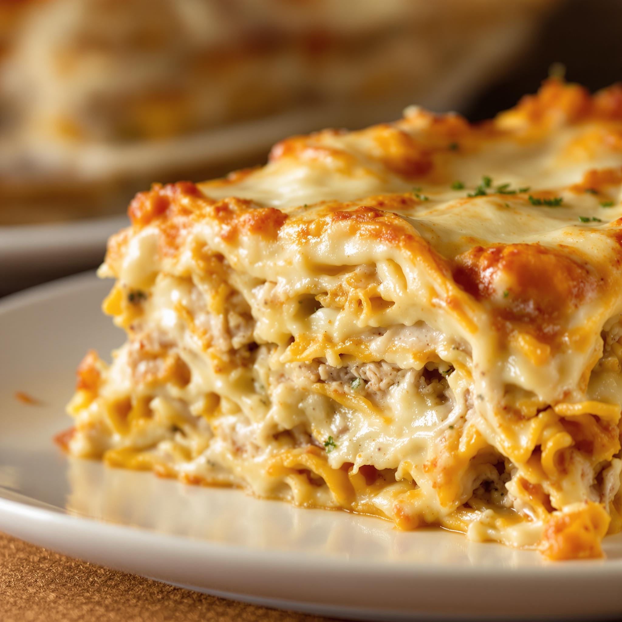 Lasaña de pollo con bechamel casera