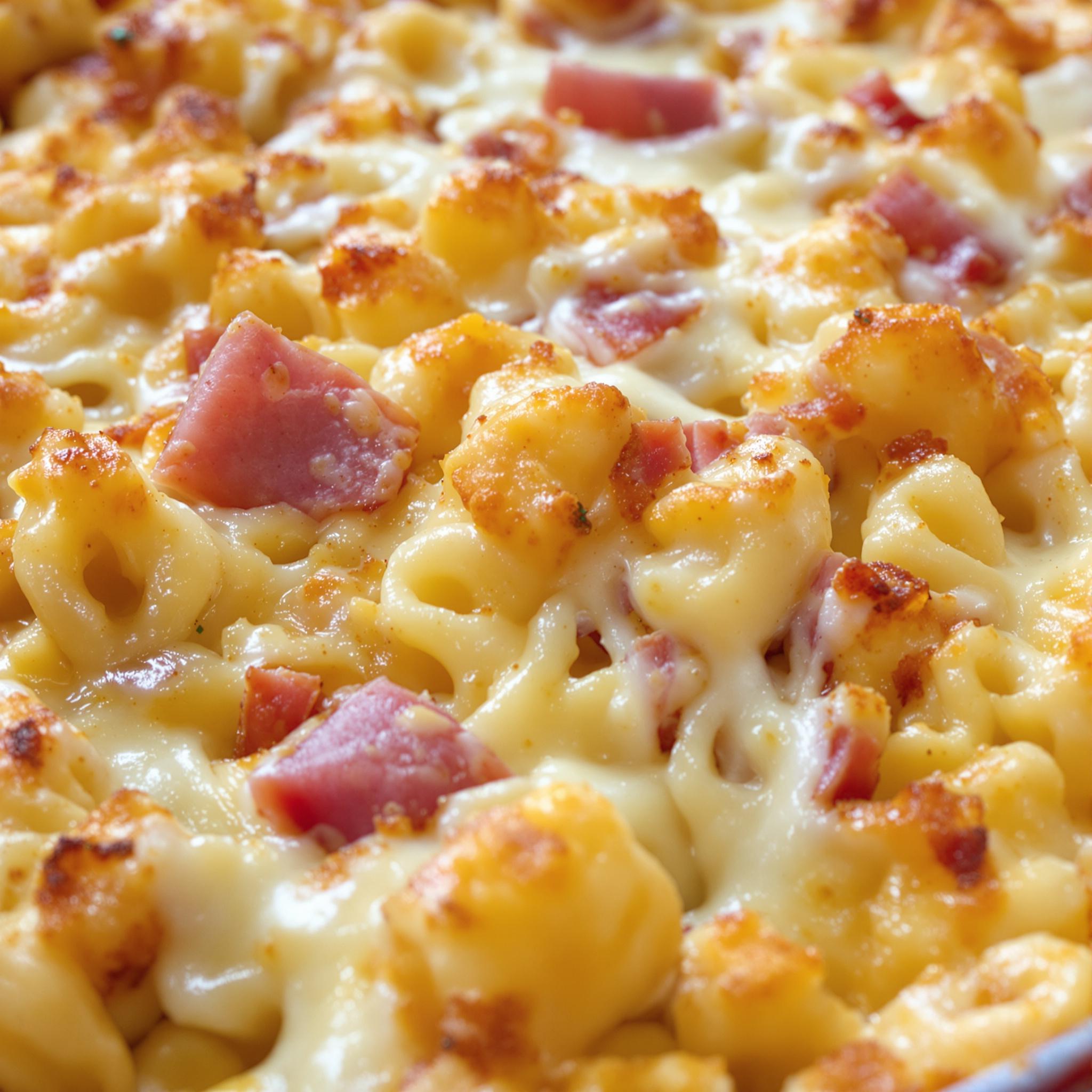 Macarrones gratinados con jamón y queso
