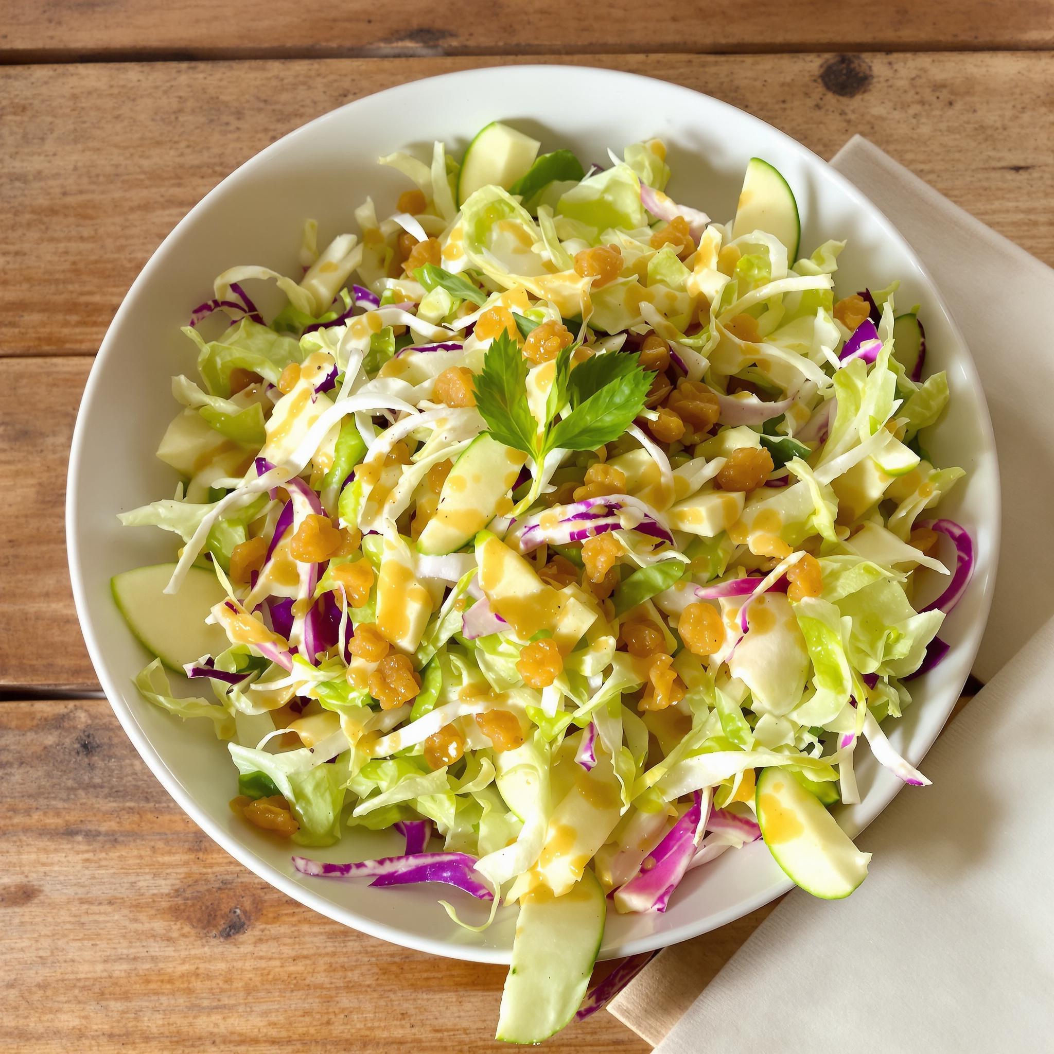Ensalada de col con manzana y pasas