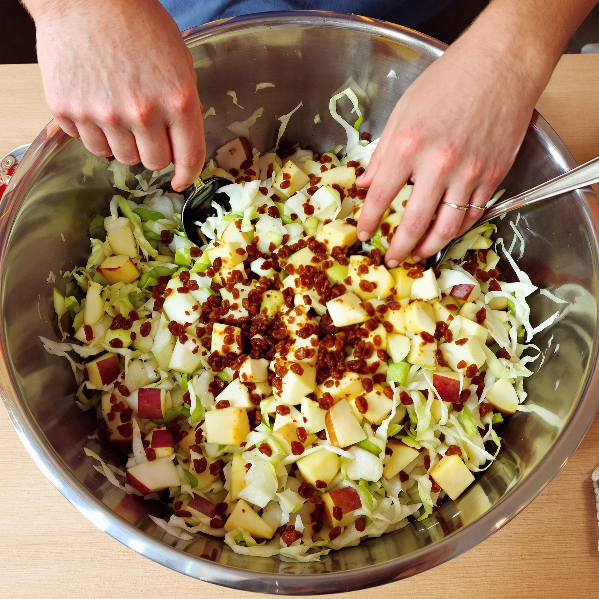Ensalada de col con manzana y pasas