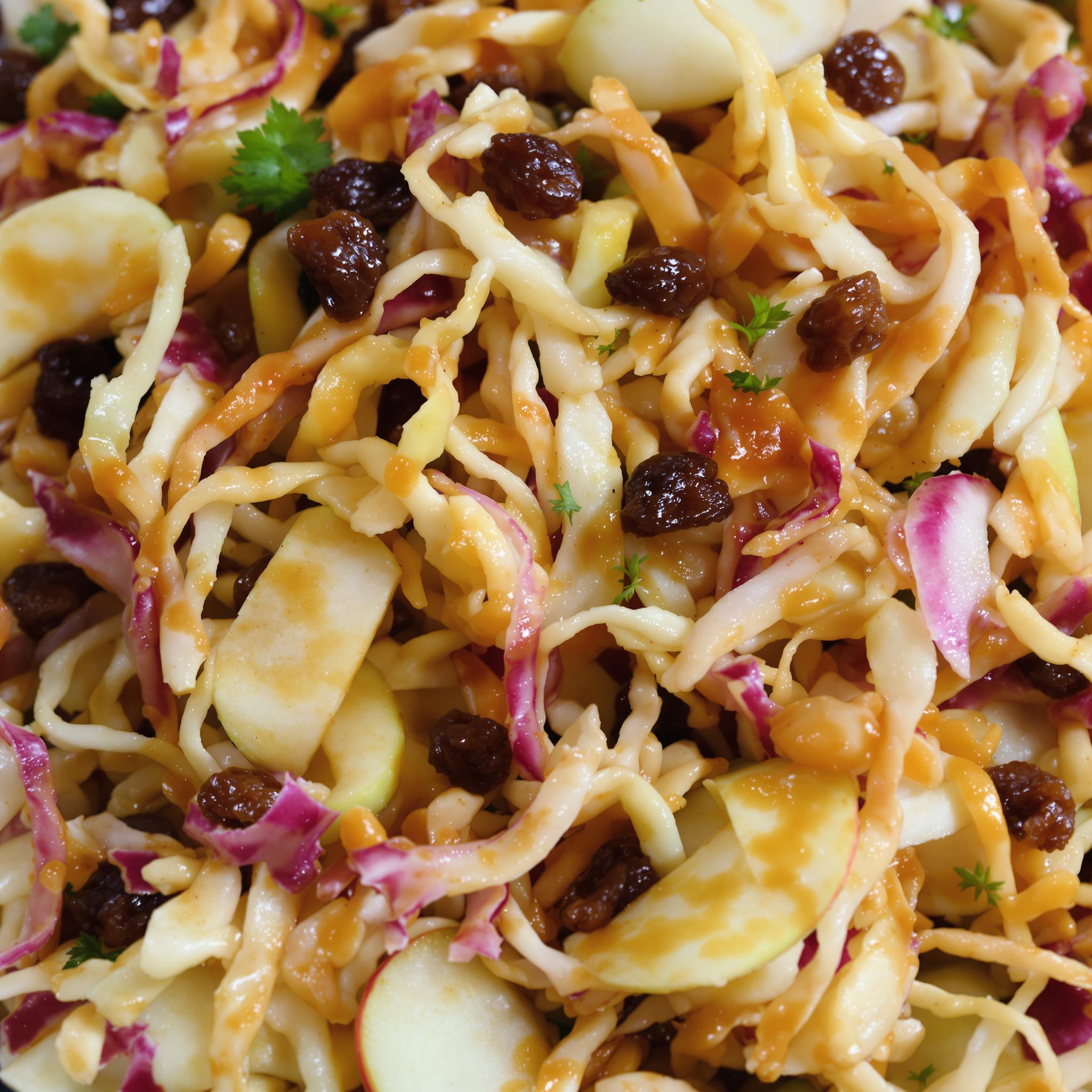 Ensalada de col con manzana y pasas