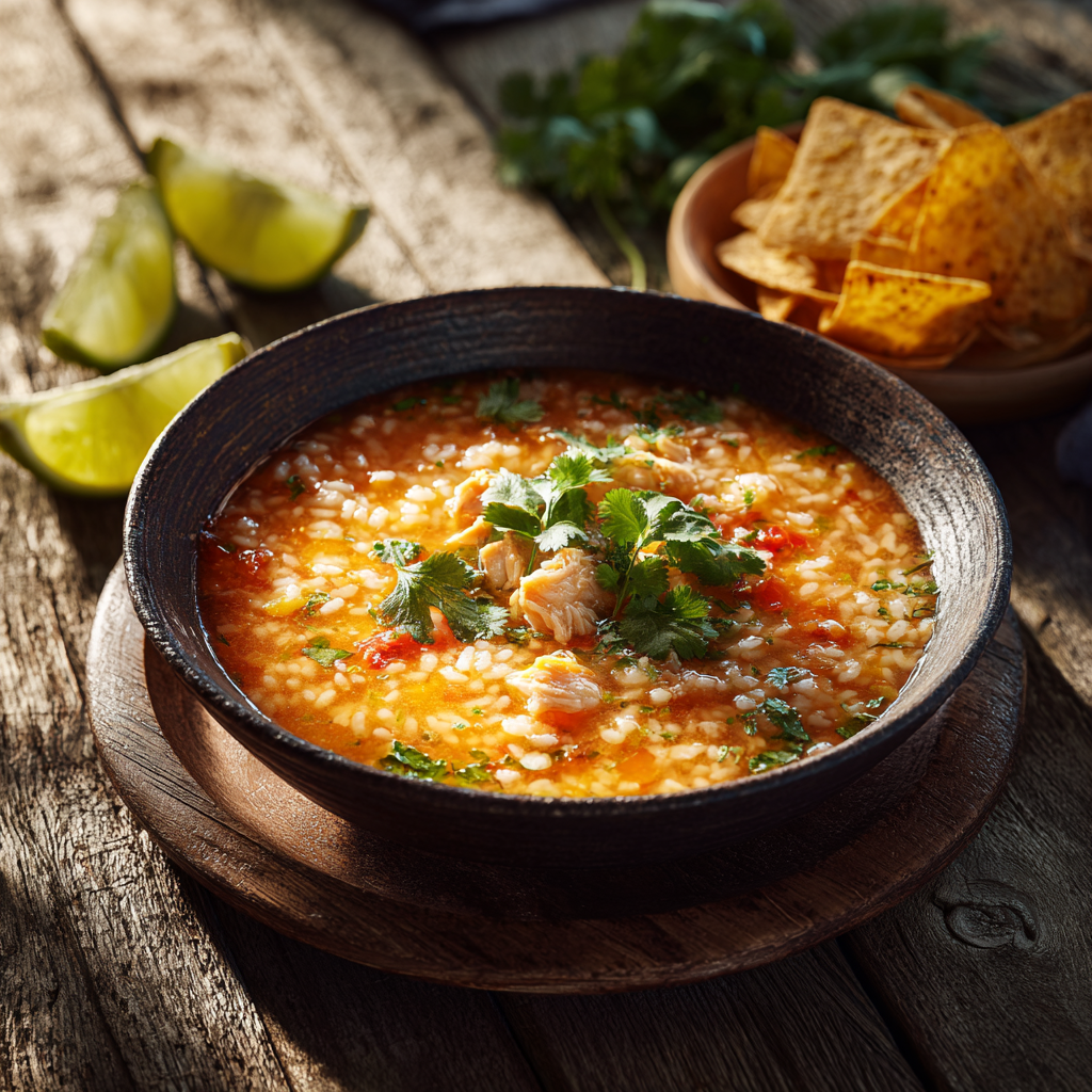 sopa de arroz con pollo