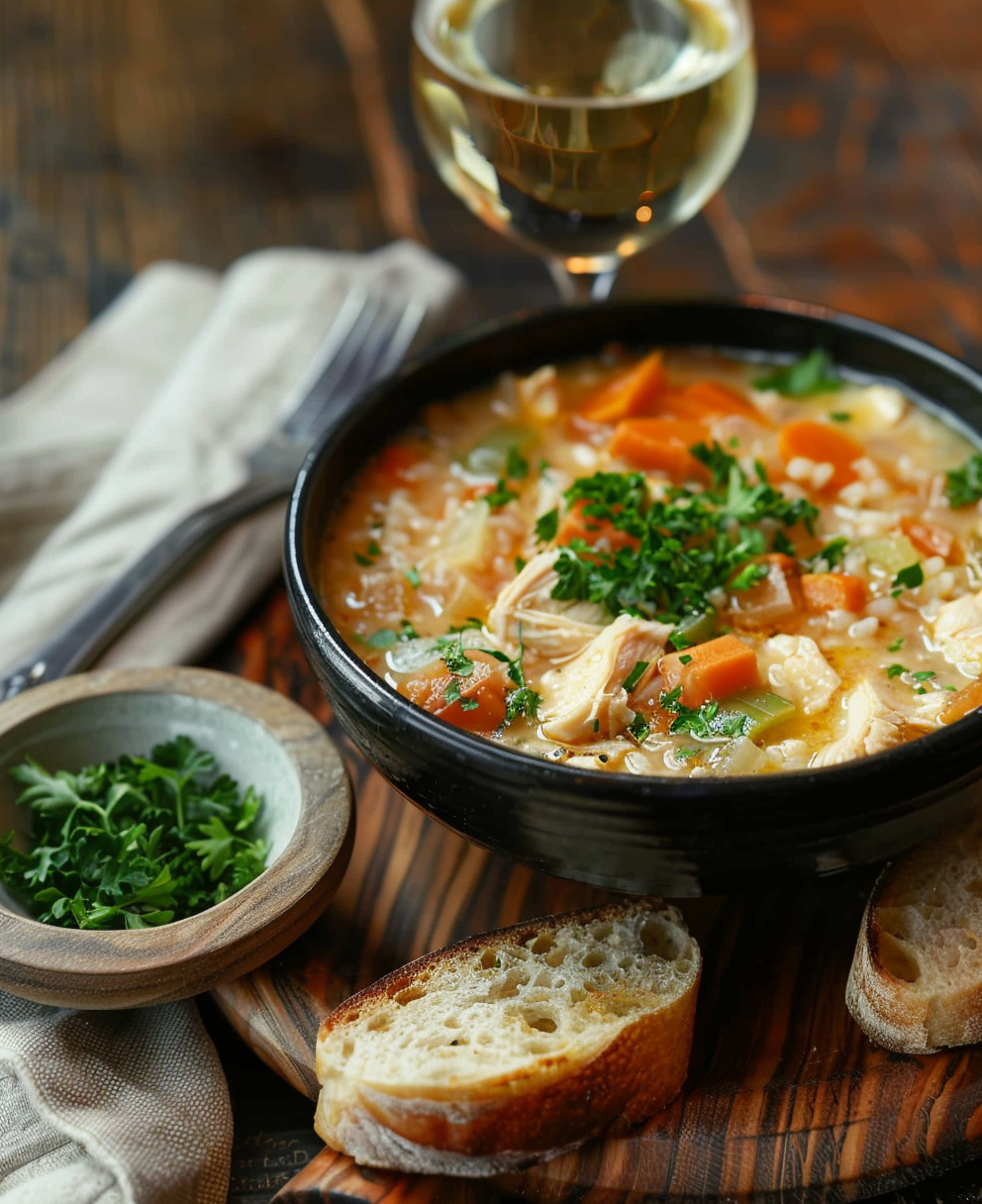 arroz caldoso con pollo y verduras