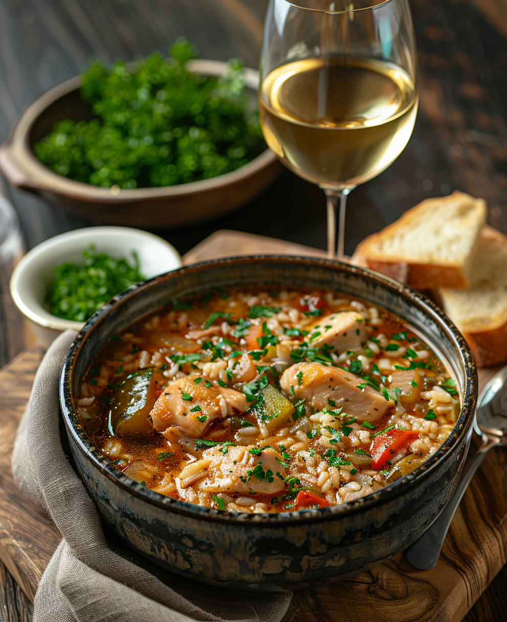 arroz caldoso con pollo y verduras