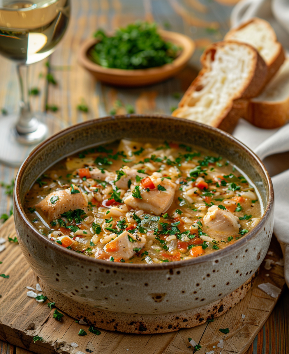 arroz caldoso con pollo y verduras