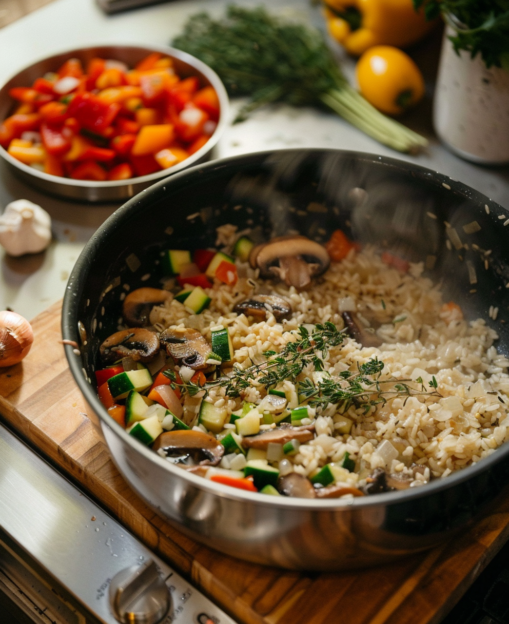 arroz con setas y verduras