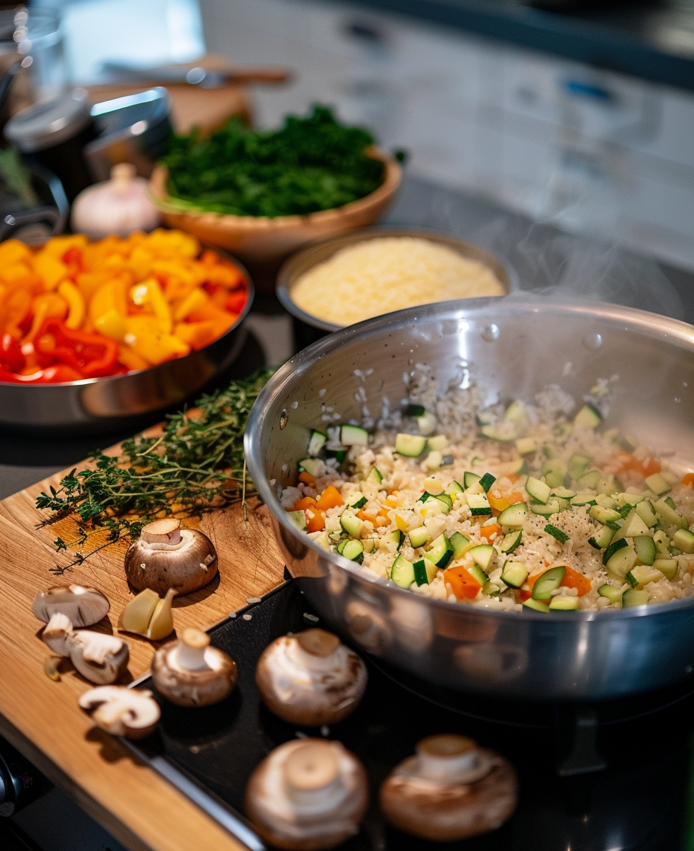 arroz con setas y verduras