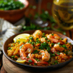 arroz con verdura y gambas