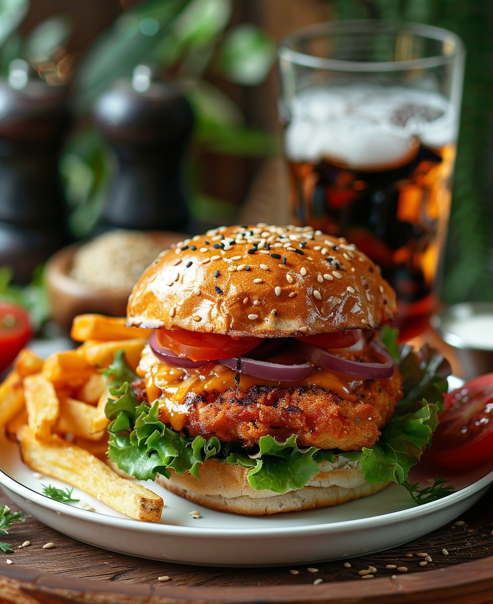 hamburguesa de pollo crujiente