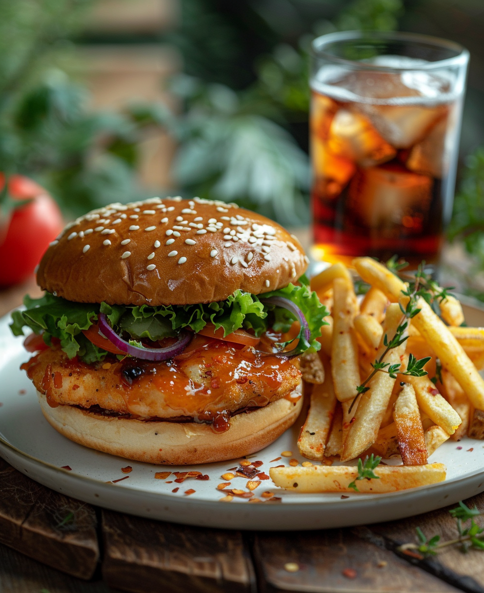 hamburguesa de pollo crujiente