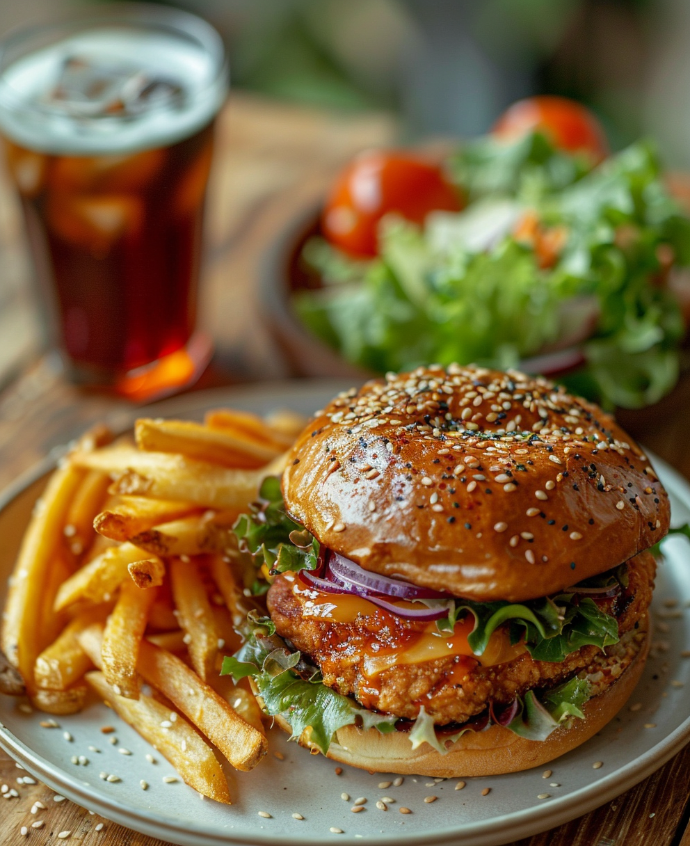 hamburguesa de pollo crujiente
