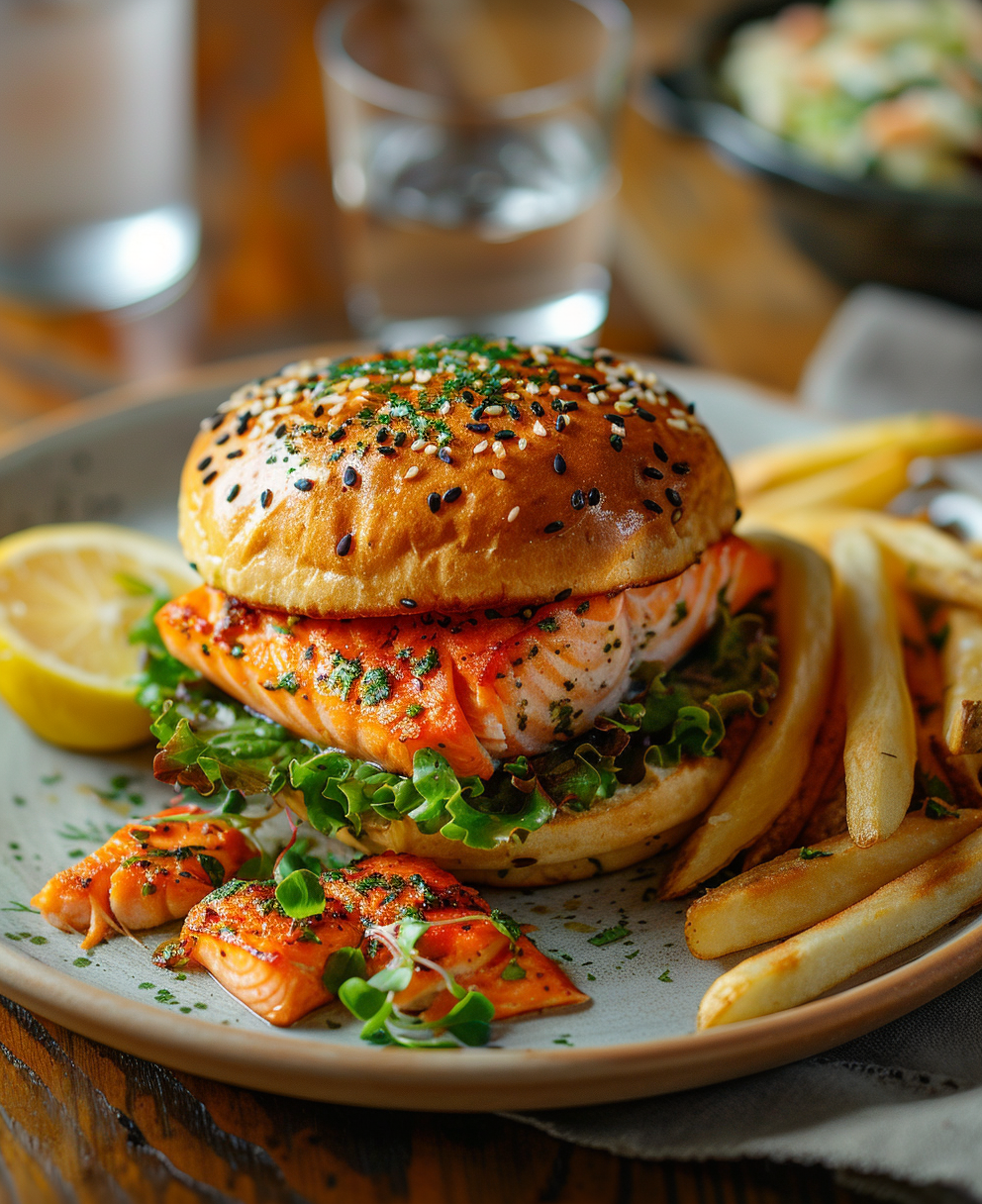 hamburguesa de salmón