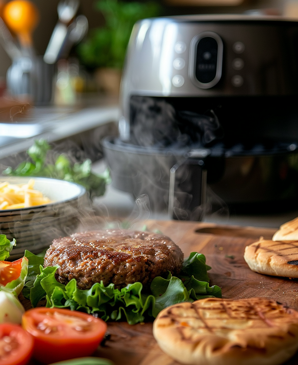 hamburguesa en airfryer