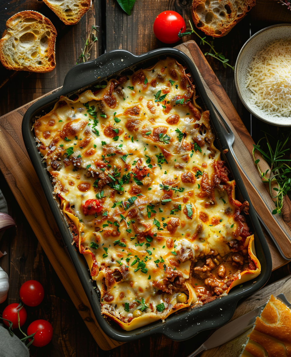 lasaña de verduras y carne