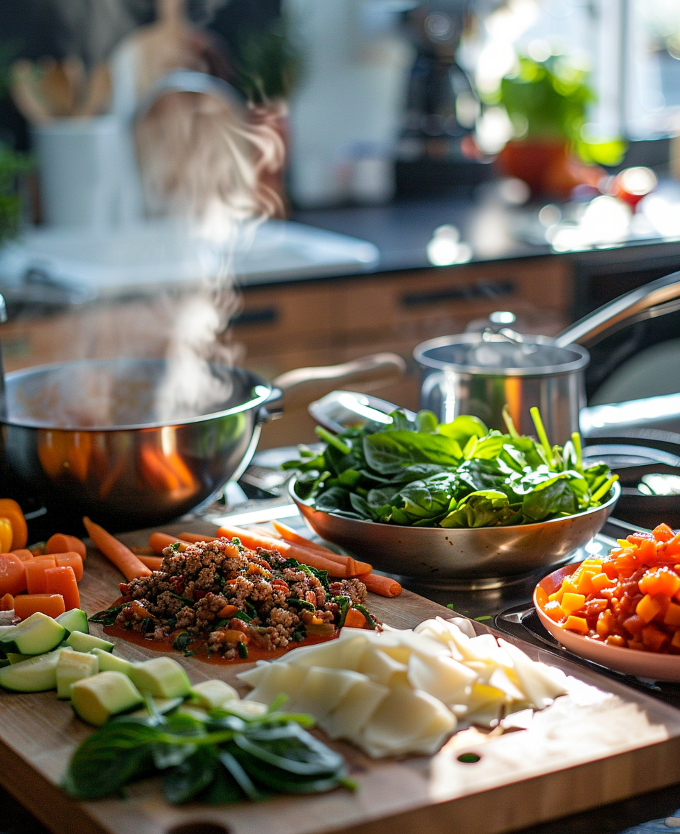 lasaña de verduras y carne
