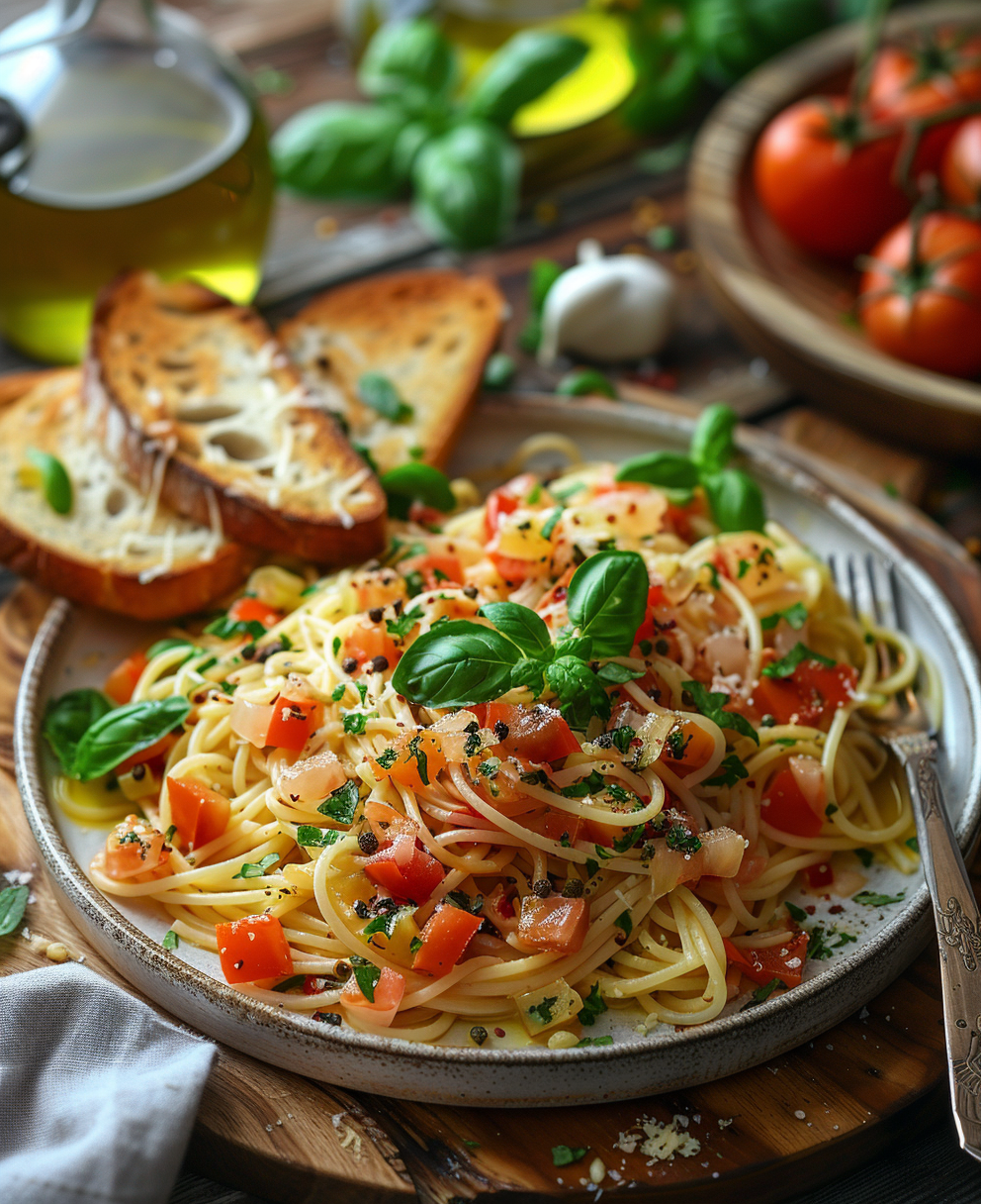 pasta con verduras salteadas