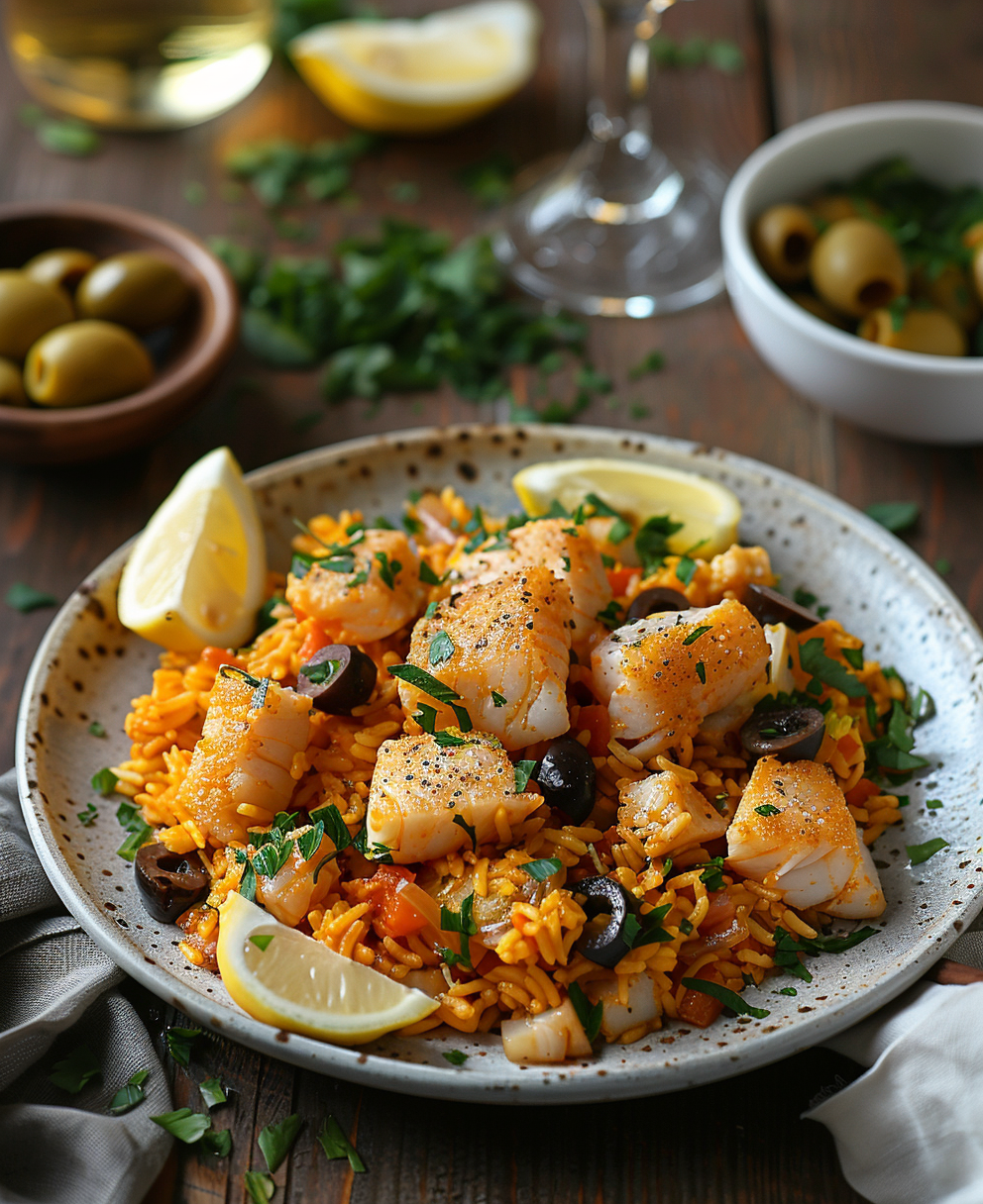 arroz con bacalao y verduras