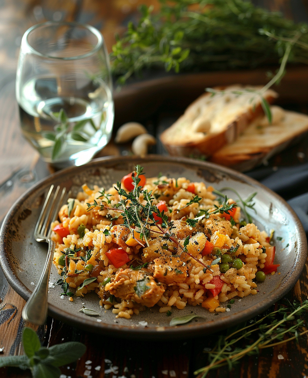 arroz con conejo y verduras