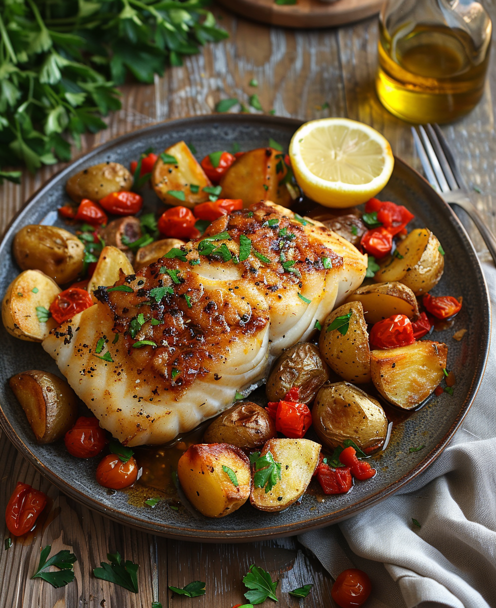 bacalao al horno con verduras
