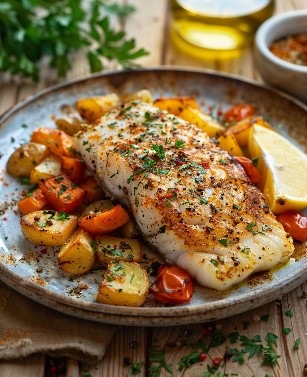bacalao al horno con verduras