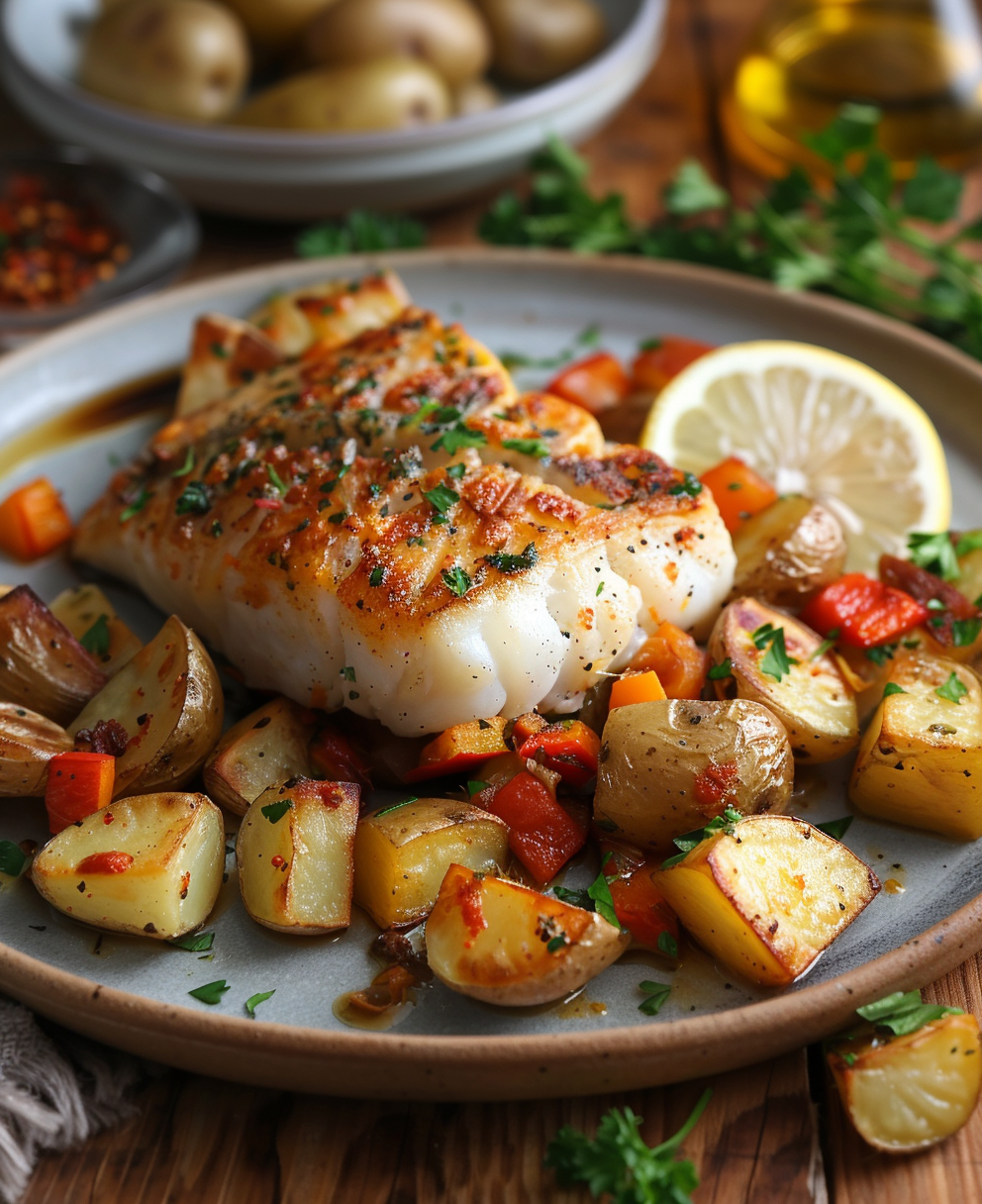 bacalao al horno con verduras