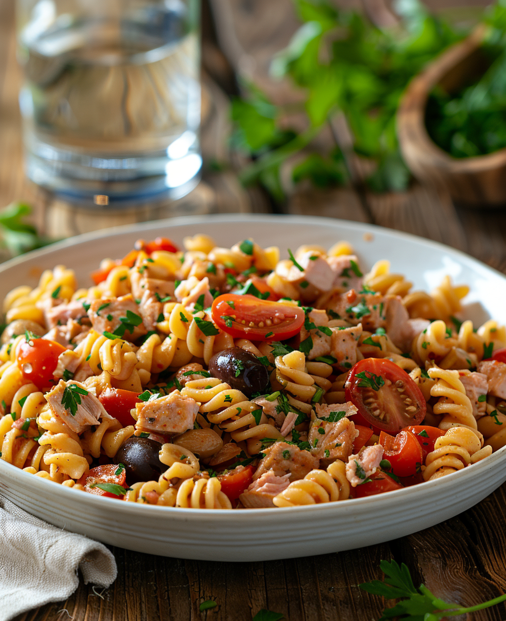 ensalada de pasta con atún