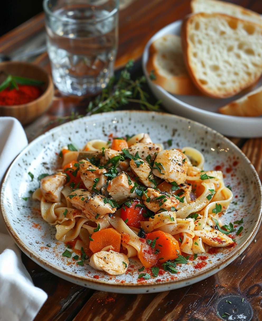 noodles con pollo y verduras