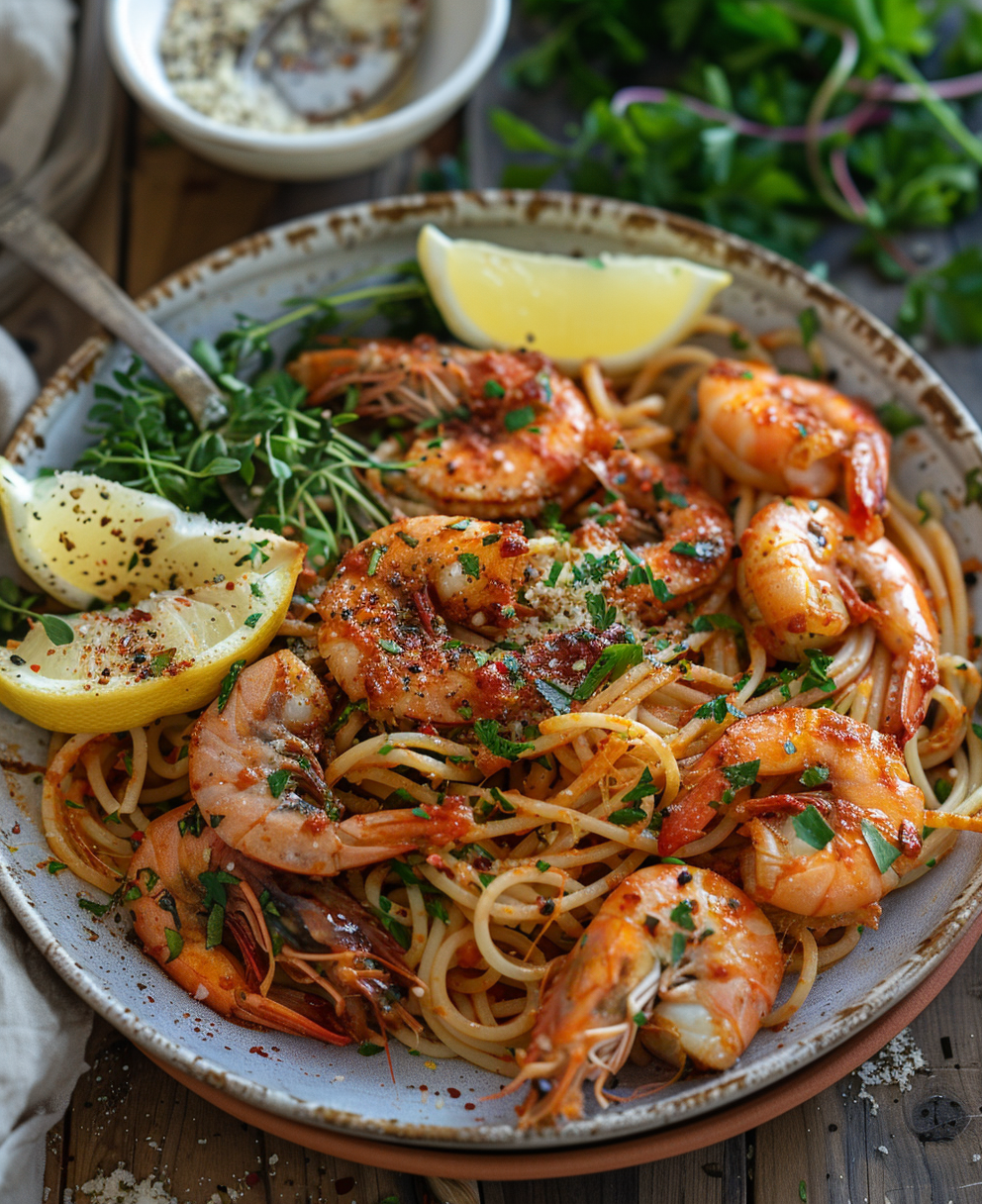 pasta con langostinos