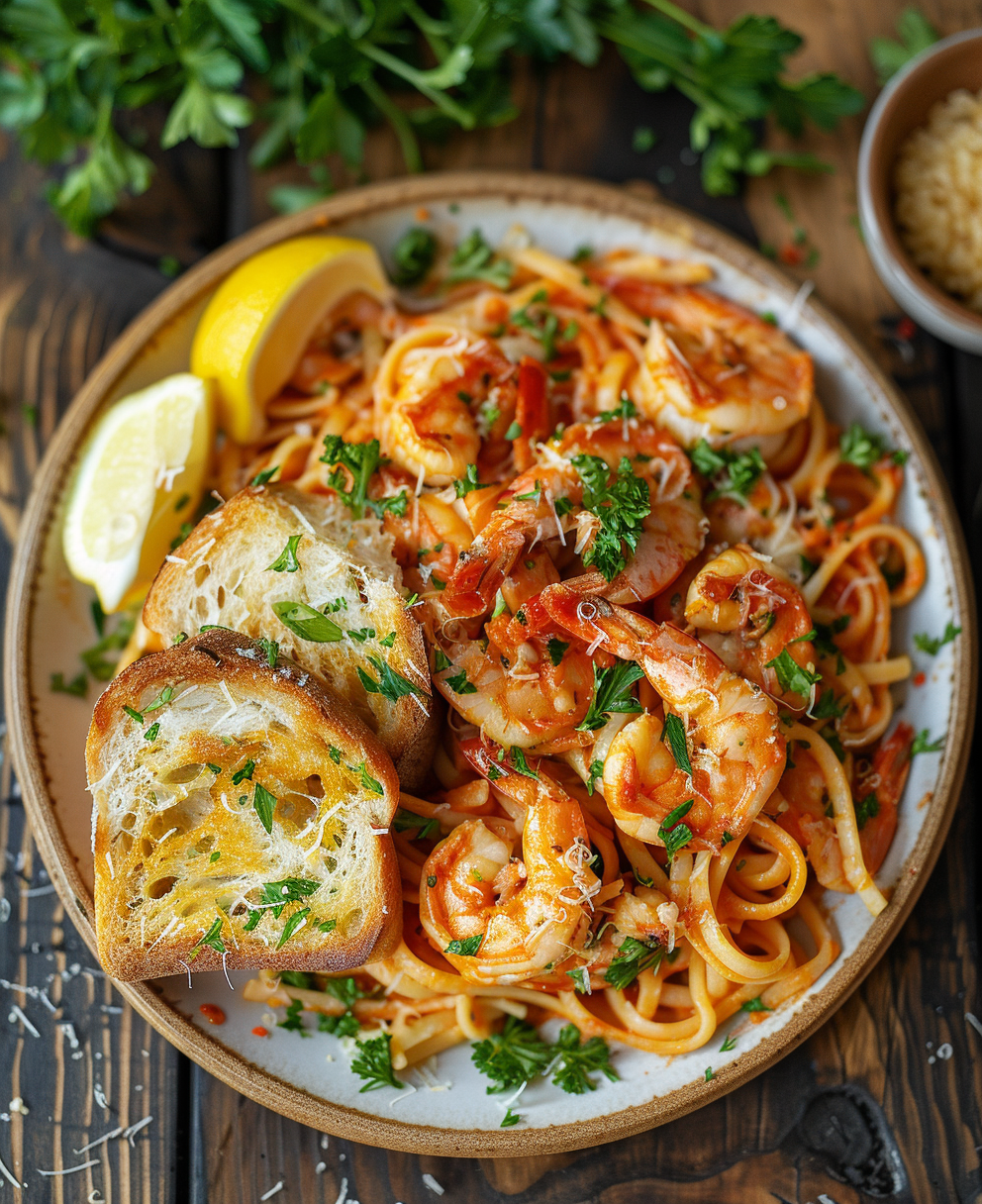 pasta con langostinos