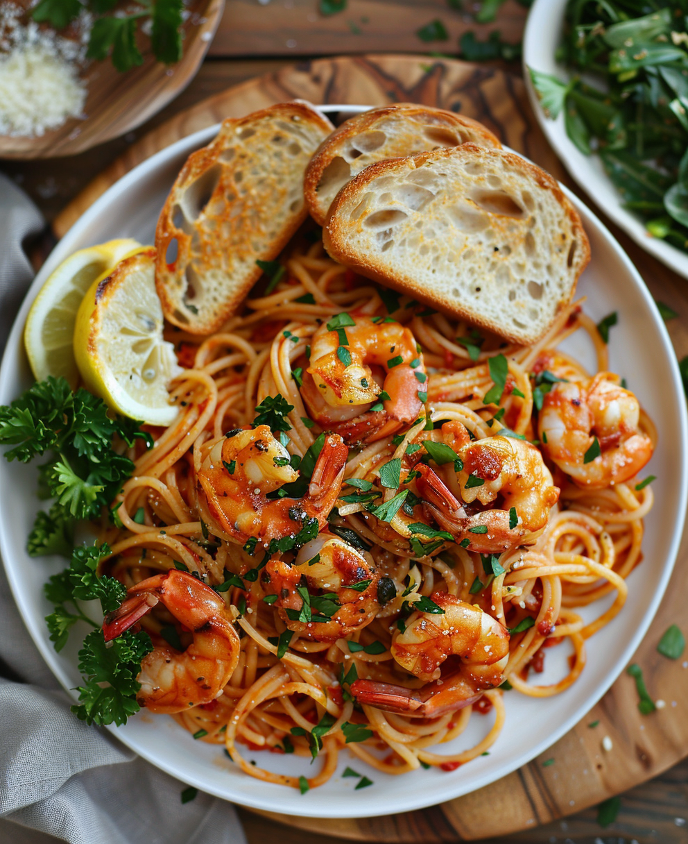 pasta con langostinos