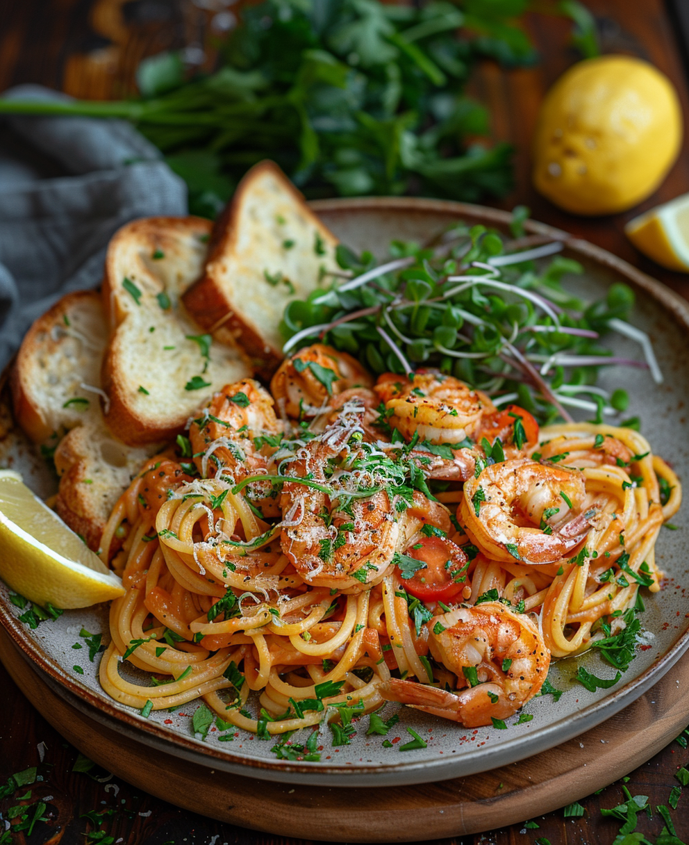 pasta con langostinos
