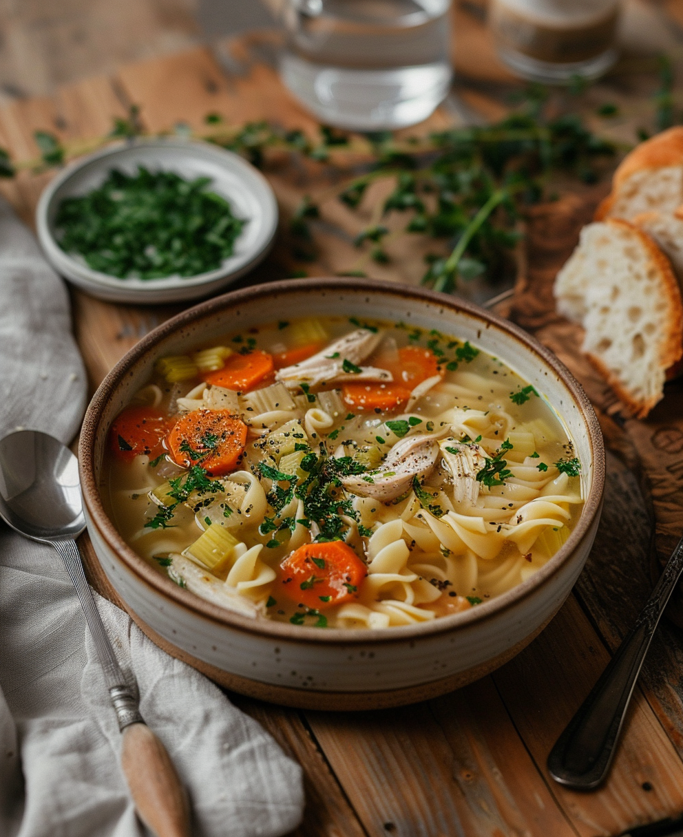 receta sopa de fideo con pollo