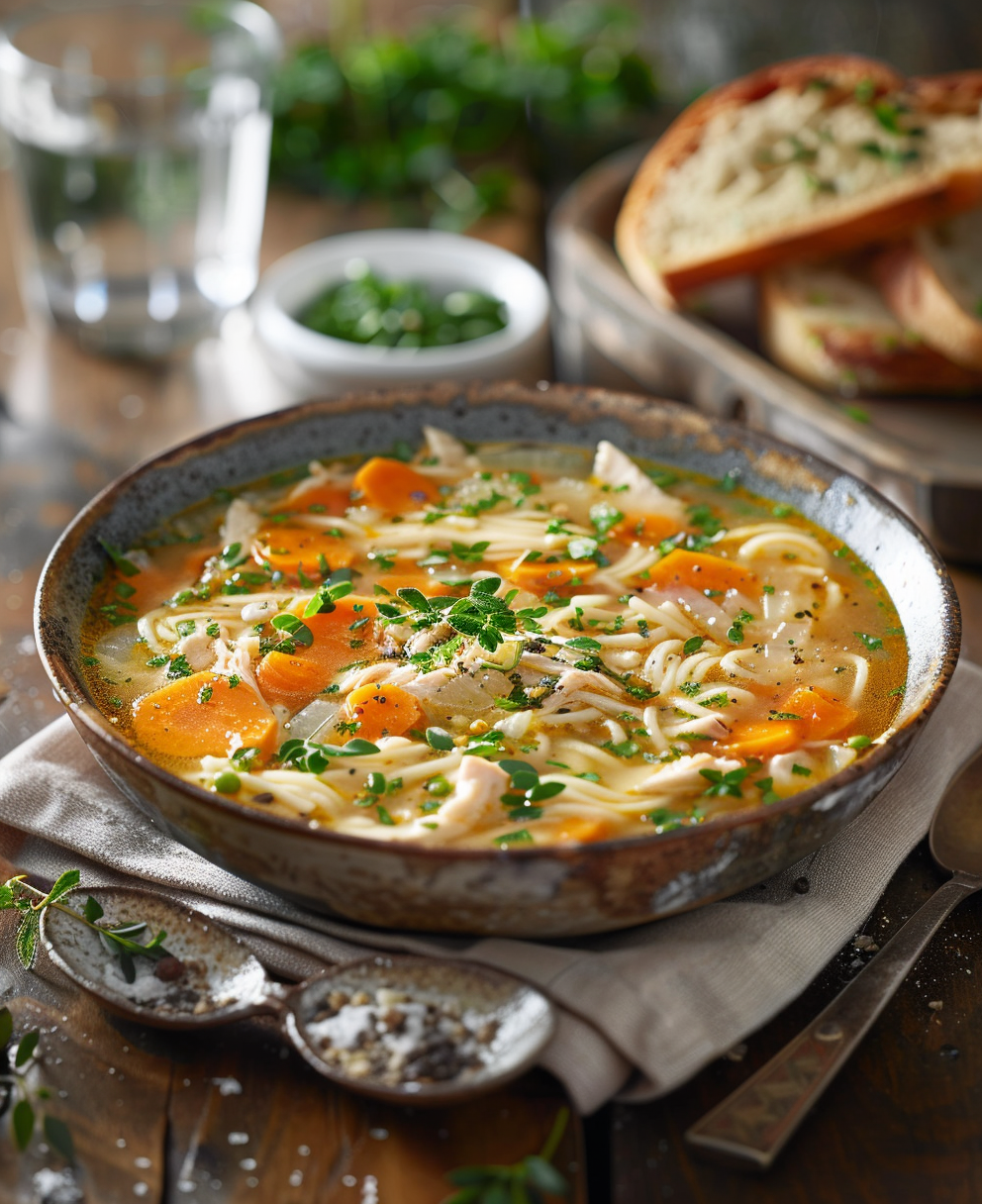 receta sopa de fideo con pollo