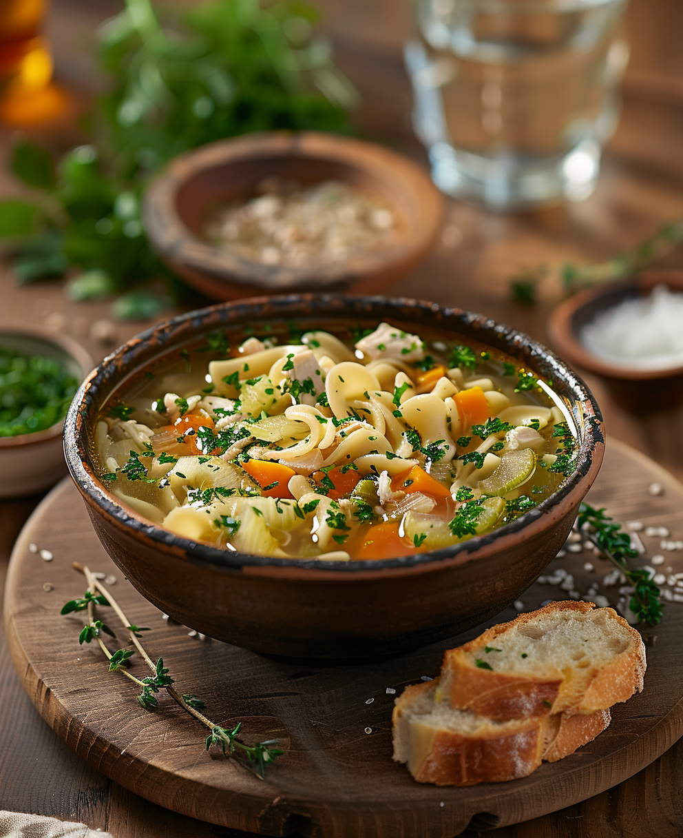 receta sopa de fideo con pollo