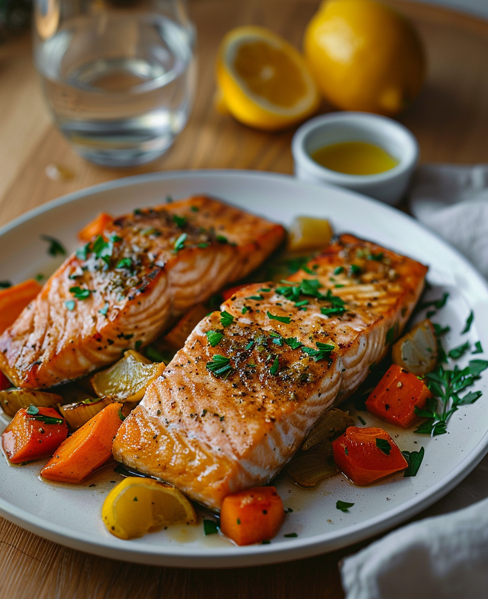 salmón con verduras