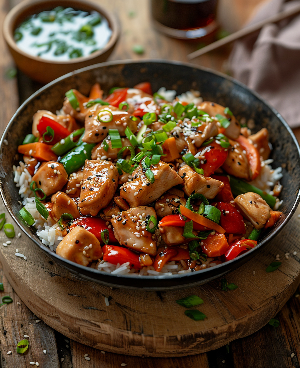 verduras wok con pollo