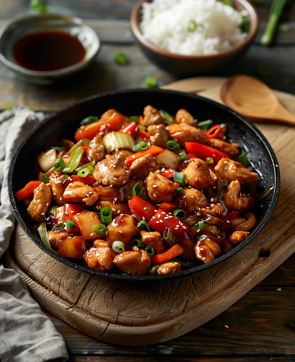 verduras wok con pollo