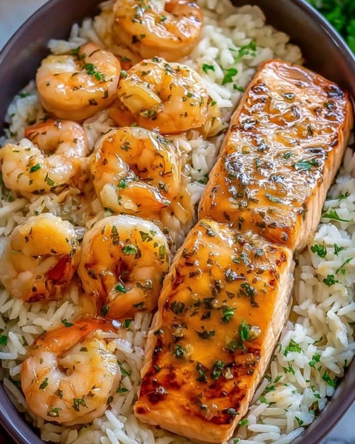 Saumon, Crevettes, Miel