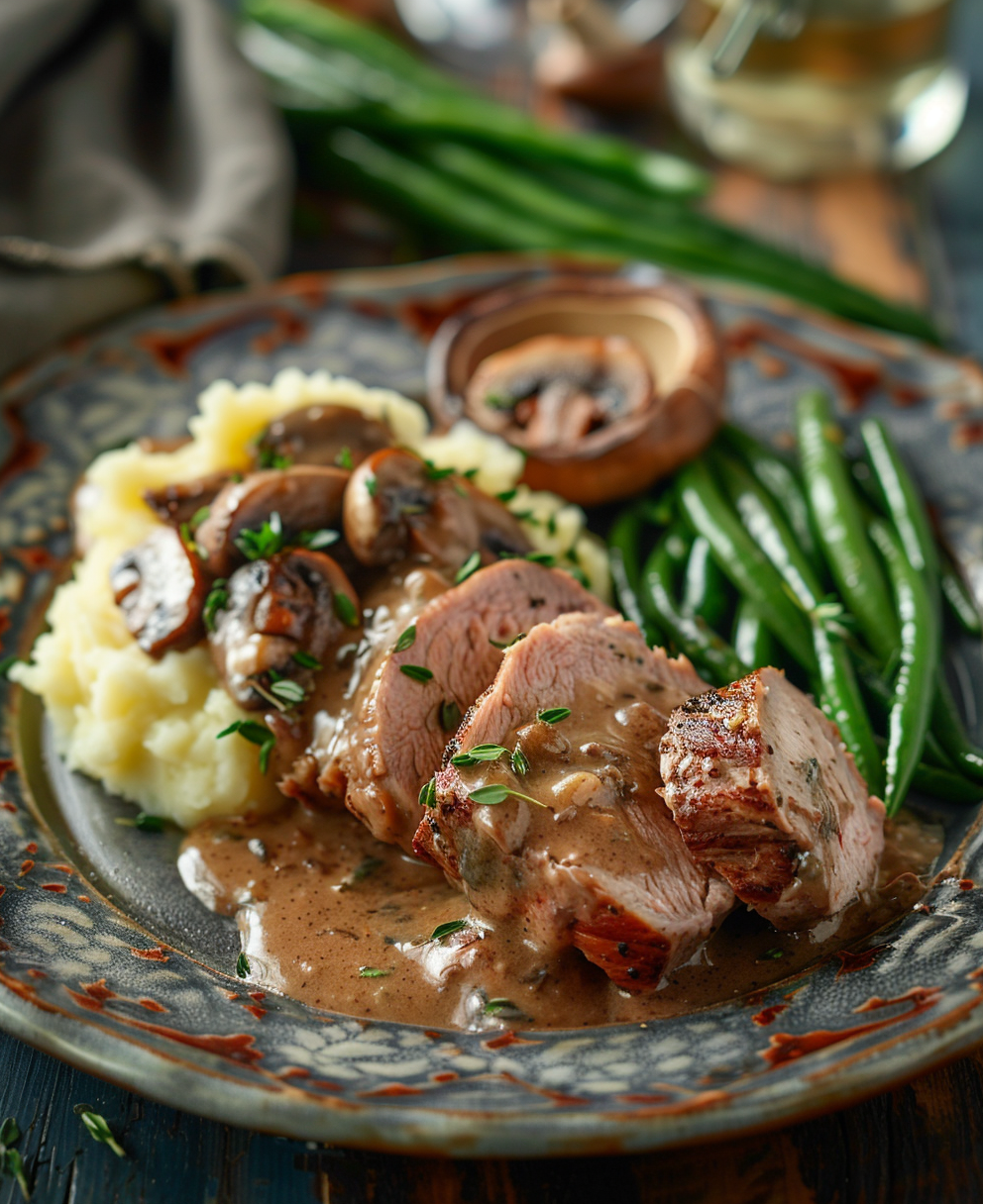 Solomillo de Cerdo en Salsa de Champiñones