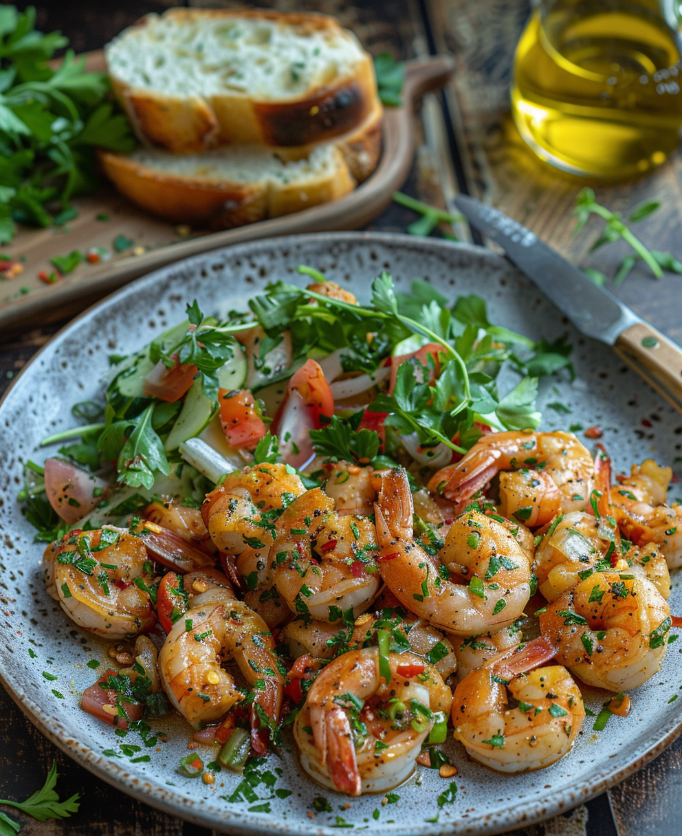 Tallarines con Gambas al Ajillo