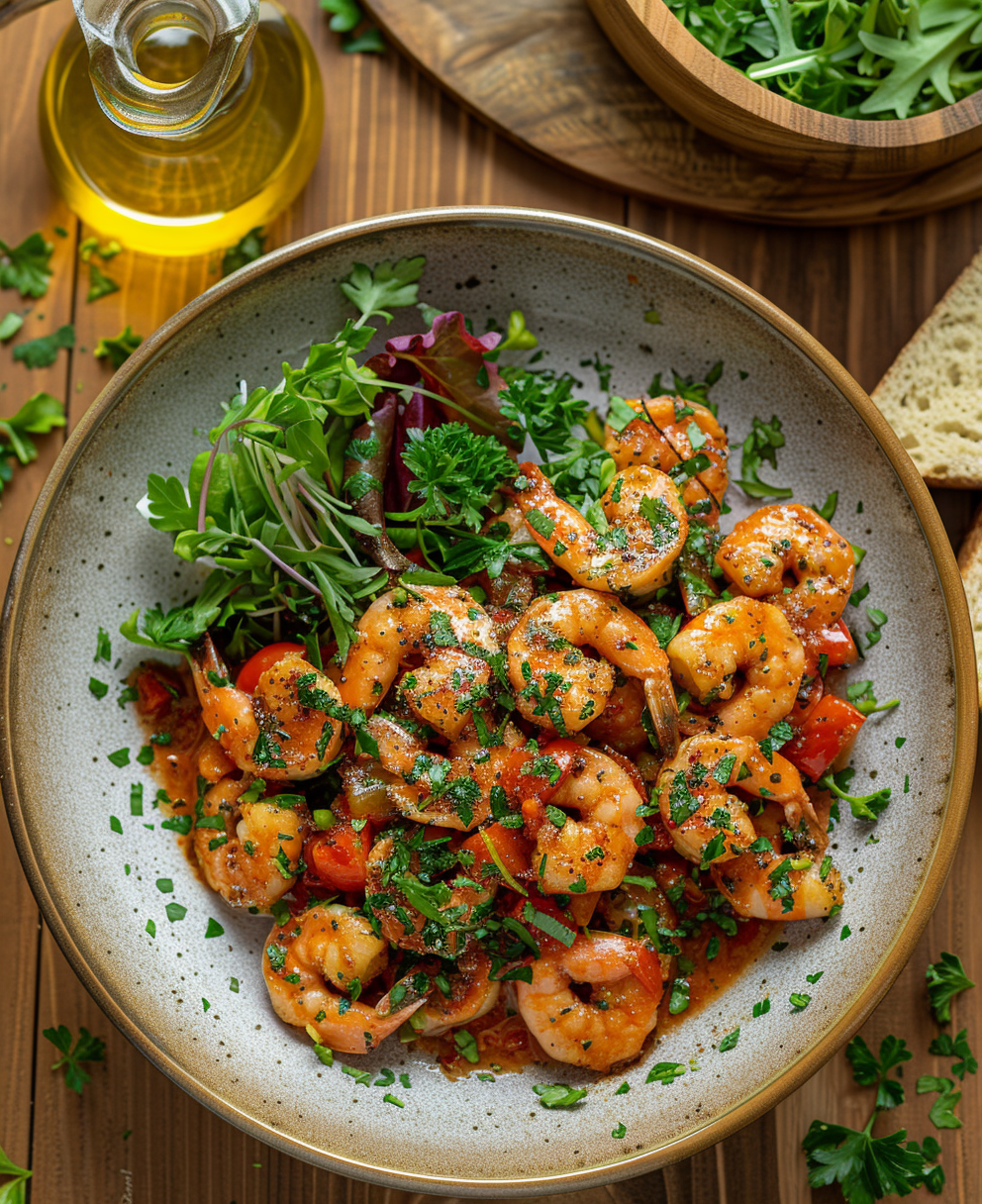 Tallarines con Gambas al Ajillo