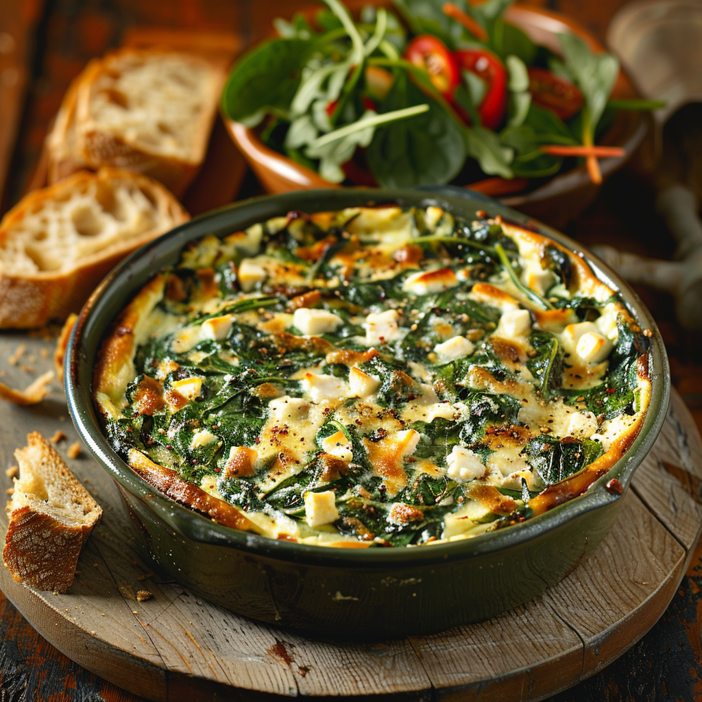 Clafoutis de espinacas y feta sin masa