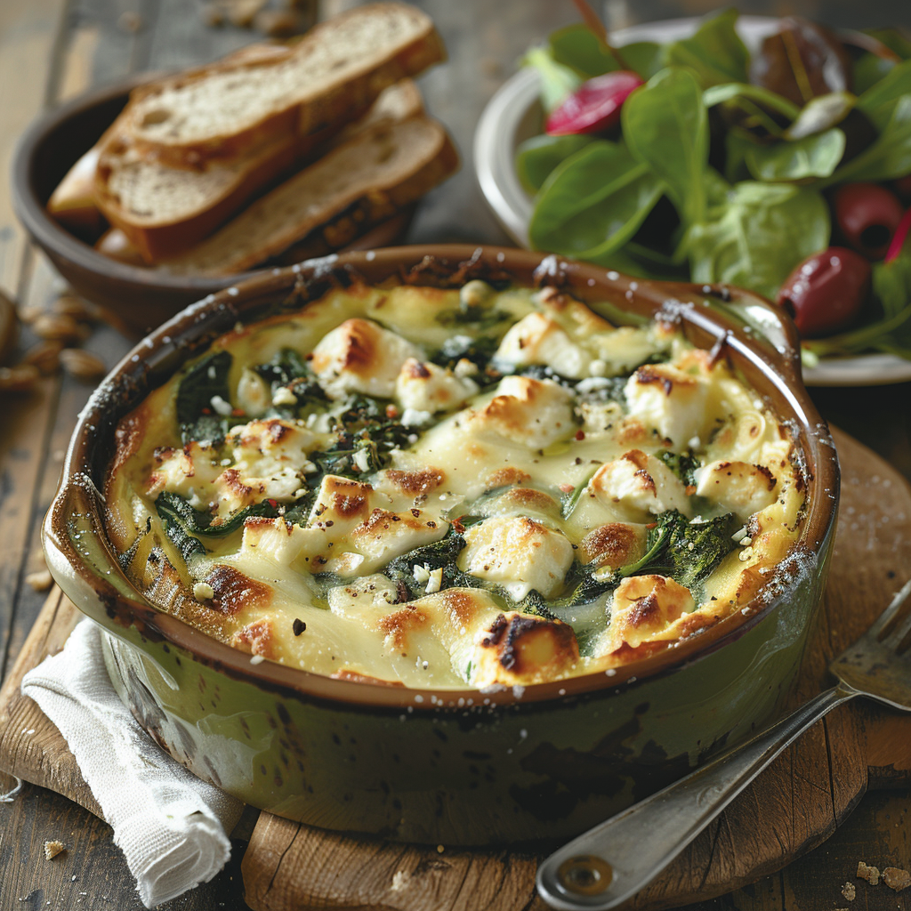 Clafoutis de espinacas y feta sin masa