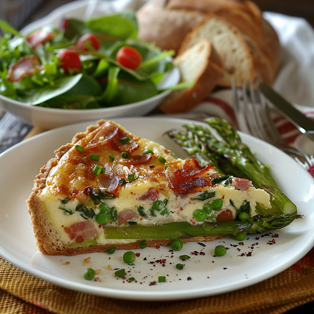 Clafoutis salado de espárragos y bacon