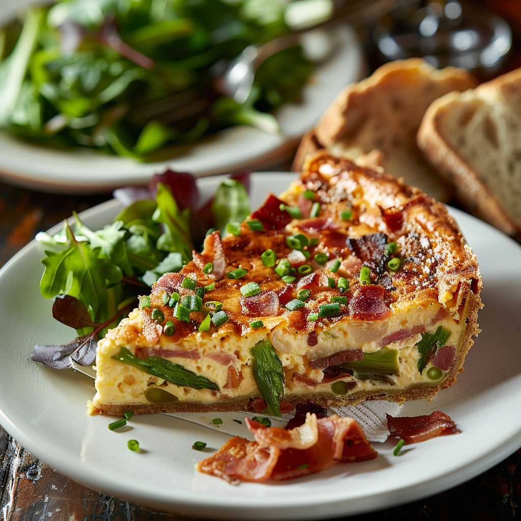 Clafoutis salado de espárragos y bacon