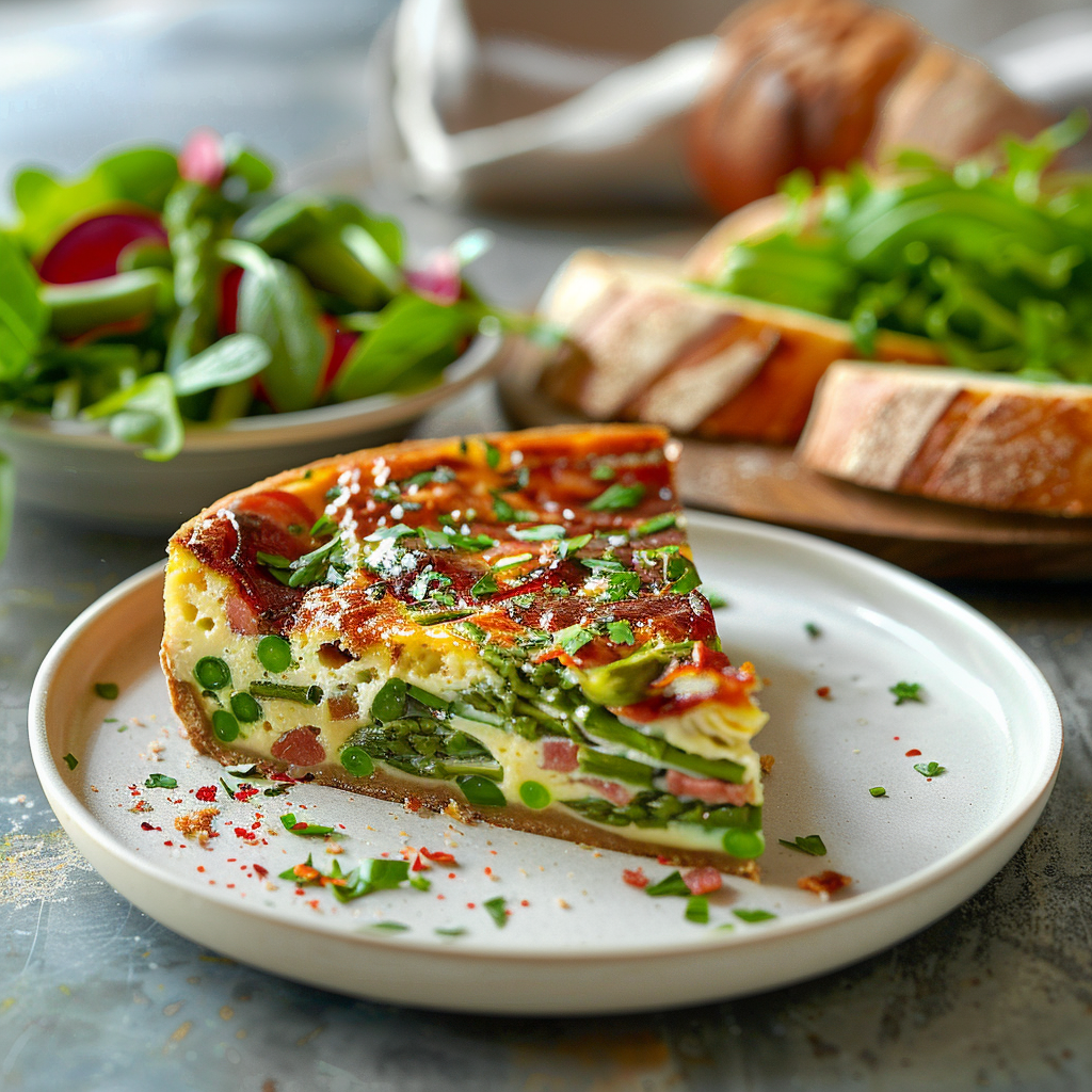 Clafoutis salado de espárragos y bacon