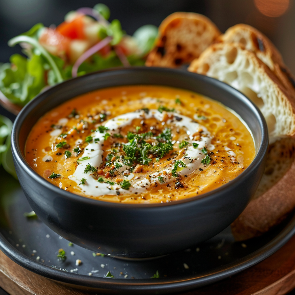 Crema de calabaza con nata