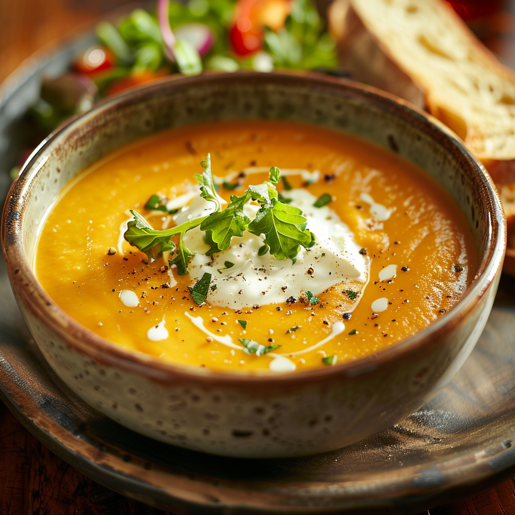 Crema de calabaza con nata