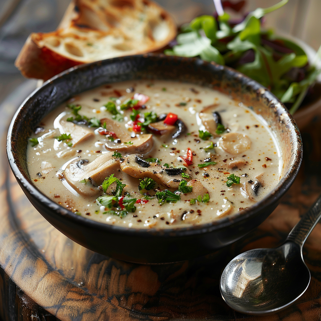 Crema de champiñones al estilo Thai